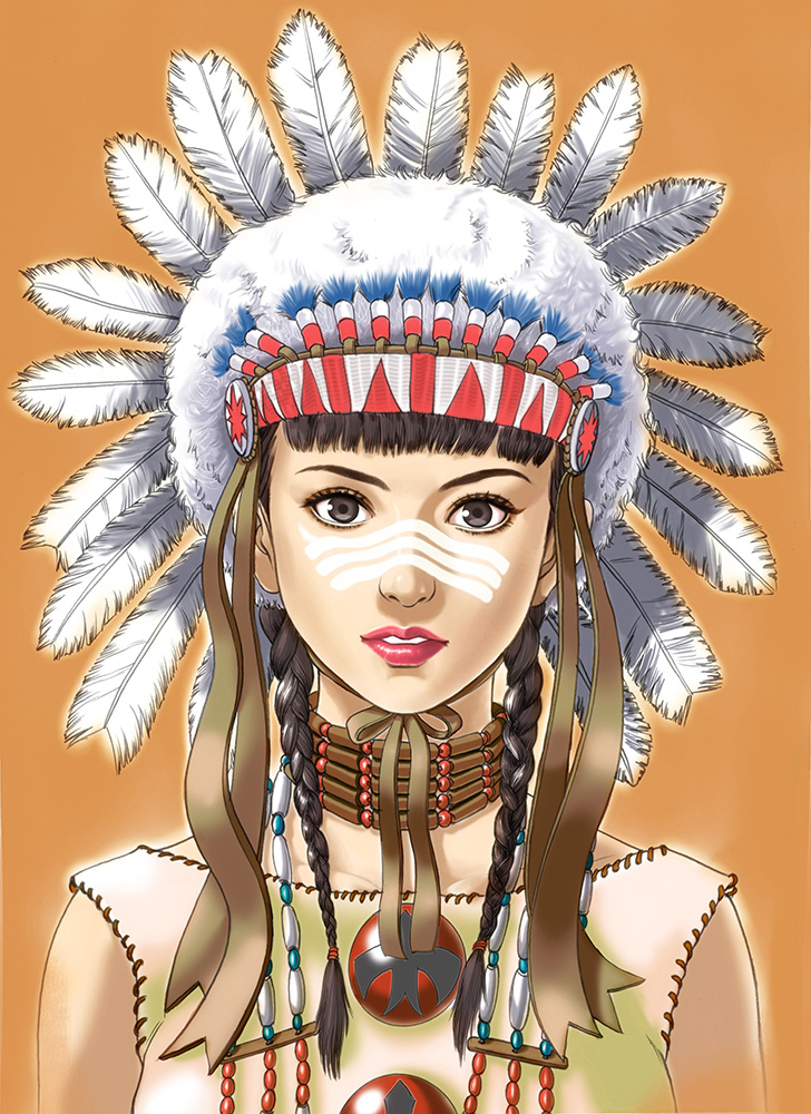 昔に描いた作品 リアルなインディアンコスプレの女の子 Rush